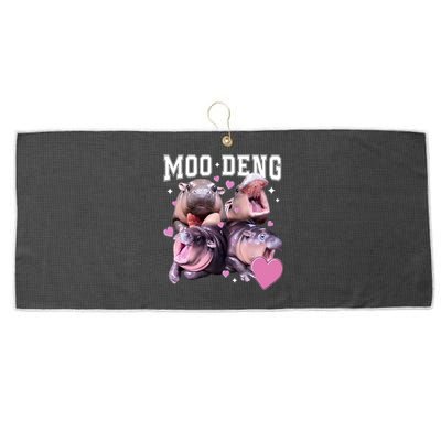 Moo Deng 2024 Cute Retro Heart Moo Deng 2024 Large Microfiber Waffle Golf Towel