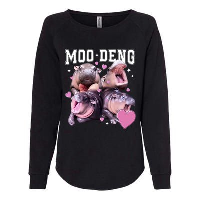 Moo Deng 2024 Cute Retro Heart Moo Deng 2024 Womens California Wash Sweatshirt