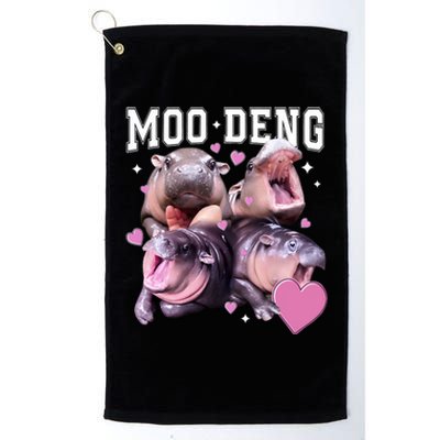 Moo Deng 2024 Cute Retro Heart Moo Deng 2024 Platinum Collection Golf Towel