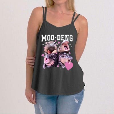 Moo Deng 2024 Cute Retro Heart Moo Deng 2024 Women's Strappy Tank