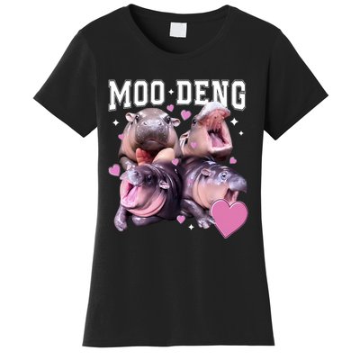 Moo Deng 2024 Cute Retro Heart Moo Deng 2024 Women's T-Shirt