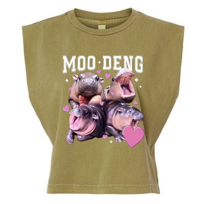 Moo Deng 2024 Cute Retro Heart Moo Deng 2024 Garment-Dyed Women's Muscle Tee