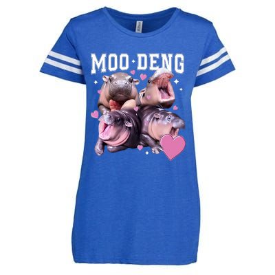 Moo Deng 2024 Cute Retro Heart Moo Deng 2024 Enza Ladies Jersey Football T-Shirt