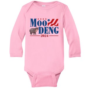 Moo Deng 2024 Moo Deng Moo Deng Cute Baby Hippo Baby Long Sleeve Bodysuit