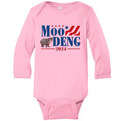 Moo Deng 2024 Moo Deng Moo Deng Cute Baby Hippo Baby Long Sleeve Bodysuit