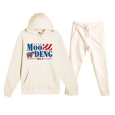 Moo Deng 2024 Moo Deng Moo Deng Cute Baby Hippo Premium Hooded Sweatsuit Set