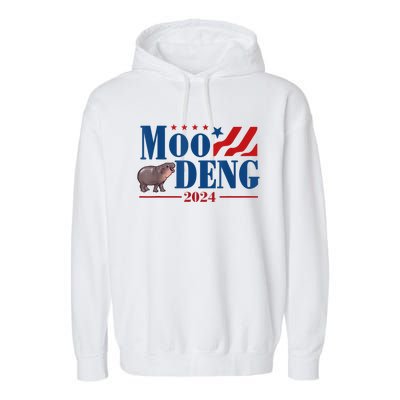 Moo Deng 2024 Moo Deng Moo Deng Cute Baby Hippo Garment-Dyed Fleece Hoodie