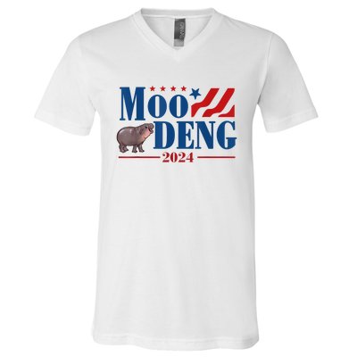 Moo Deng 2024 Moo Deng Moo Deng Cute Baby Hippo V-Neck T-Shirt