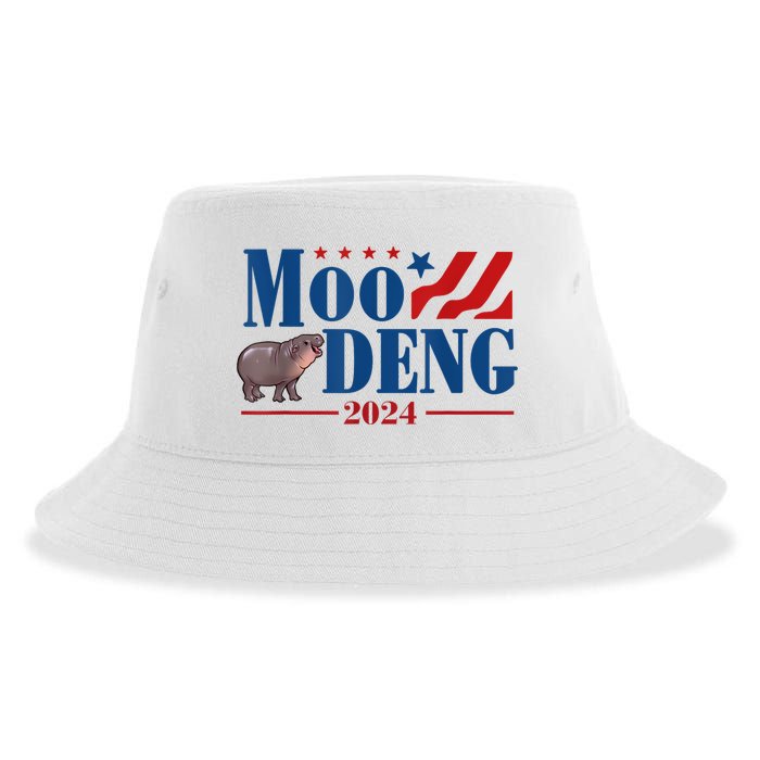 Moo Deng 2024 Moo Deng Moo Deng Cute Baby Hippo Sustainable Bucket Hat