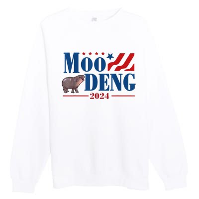 Moo Deng 2024 Moo Deng Moo Deng Cute Baby Hippo Premium Crewneck Sweatshirt