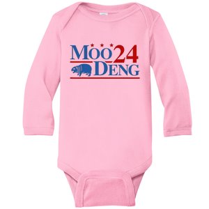 Moo Deng 2024 Moo Deng Moo Deng Cute Baby Hippo Baby Long Sleeve Bodysuit