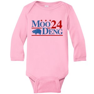 Moo Deng 2024 Cute Hippo Moo Deng Zoo For Animal Lovers Baby Long Sleeve Bodysuit