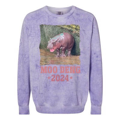 Moo Deng 2024 Moo Deng Moo Deng Cute Baby Hippo Colorblast Crewneck Sweatshirt