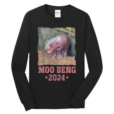 Moo Deng 2024 Moo Deng Moo Deng Cute Baby Hippo Tall Long Sleeve T-Shirt