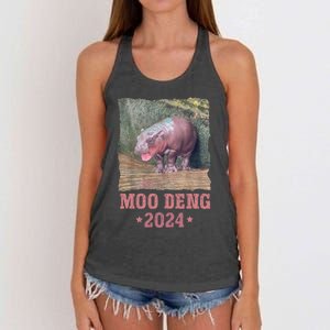 Moo Deng 2024 Moo Deng Moo Deng Cute Baby Hippo Women's Knotted Racerback Tank