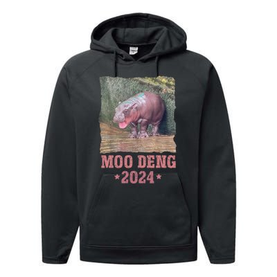 Moo Deng 2024 Moo Deng Moo Deng Cute Baby Hippo Performance Fleece Hoodie