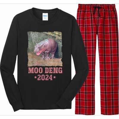 Moo Deng 2024 Moo Deng Moo Deng Cute Baby Hippo Long Sleeve Pajama Set