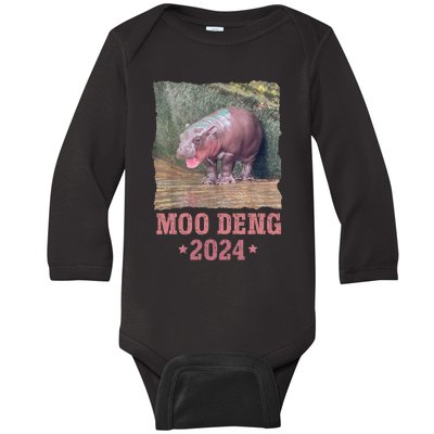 Moo Deng 2024 Moo Deng Moo Deng Cute Baby Hippo Baby Long Sleeve Bodysuit