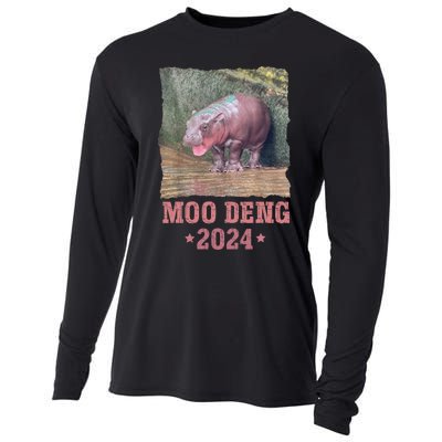 Moo Deng 2024 Moo Deng Moo Deng Cute Baby Hippo Cooling Performance Long Sleeve Crew