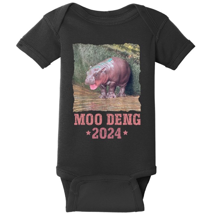 Moo Deng 2024 Moo Deng Moo Deng Cute Baby Hippo Baby Bodysuit