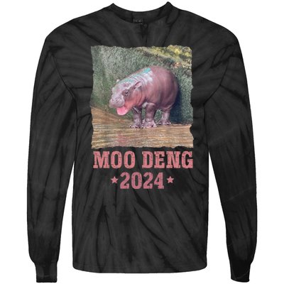 Moo Deng 2024 Moo Deng Moo Deng Cute Baby Hippo Tie-Dye Long Sleeve Shirt