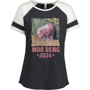 Moo Deng 2024 Moo Deng Moo Deng Cute Baby Hippo Enza Ladies Jersey Colorblock Tee