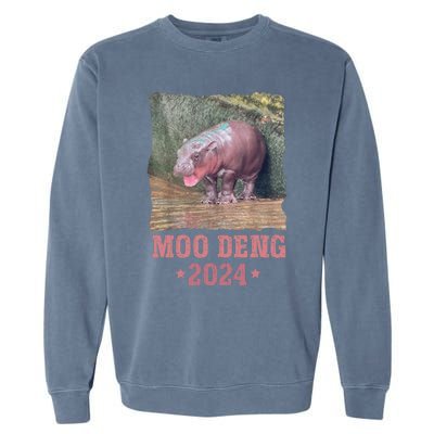 Moo Deng 2024 Moo Deng Moo Deng Cute Baby Hippo Garment-Dyed Sweatshirt