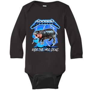 Moo Deng 2024 Moo Deng Moo Deng Cute Baby Hippo Baby Long Sleeve Bodysuit