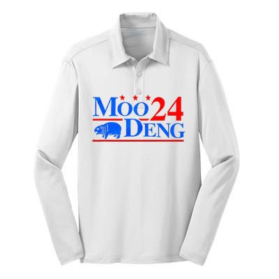 Moo Deng 2024 Moo Deng Vote Election Silk Touch Performance Long Sleeve Polo