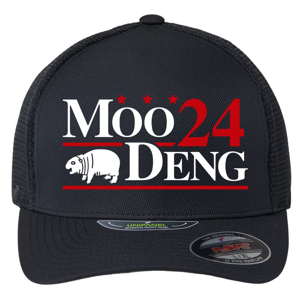 Moo Deng 2024 Cute Pygmy Hippopotamus Hippo Flexfit Unipanel Trucker Cap