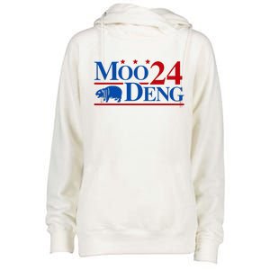 Moo Deng 2024 Cute Pygmy Hippopotamus Hippo Womens Funnel Neck Pullover Hood