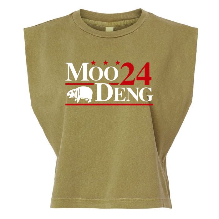 Moo Deng 2024 Cute Pygmy Hippopotamus Hippo Garment-Dyed Women's Muscle Tee