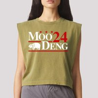 Moo Deng 2024 Cute Pygmy Hippopotamus Hippo Garment-Dyed Women's Muscle Tee