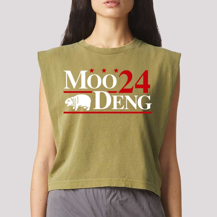 Moo Deng 2024 Cute Pygmy Hippopotamus Hippo Garment-Dyed Women's Muscle Tee