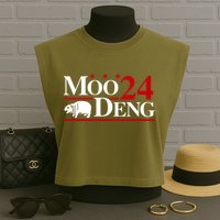 Moo Deng 2024 Cute Pygmy Hippopotamus Hippo Garment-Dyed Women's Muscle Tee