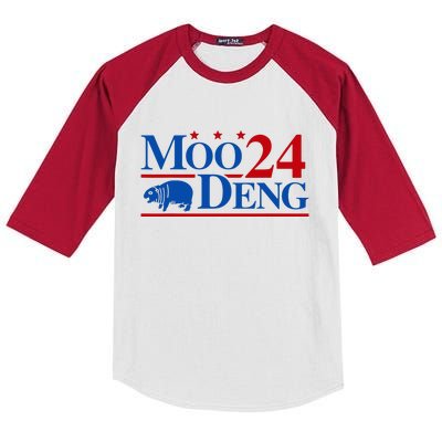 Moo Deng 2024 Cute Pygmy Hippopotamus Hippo Kids Colorblock Raglan Jersey