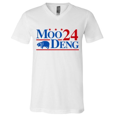 Moo Deng 2024 Cute Pygmy Hippopotamus Hippo V-Neck T-Shirt