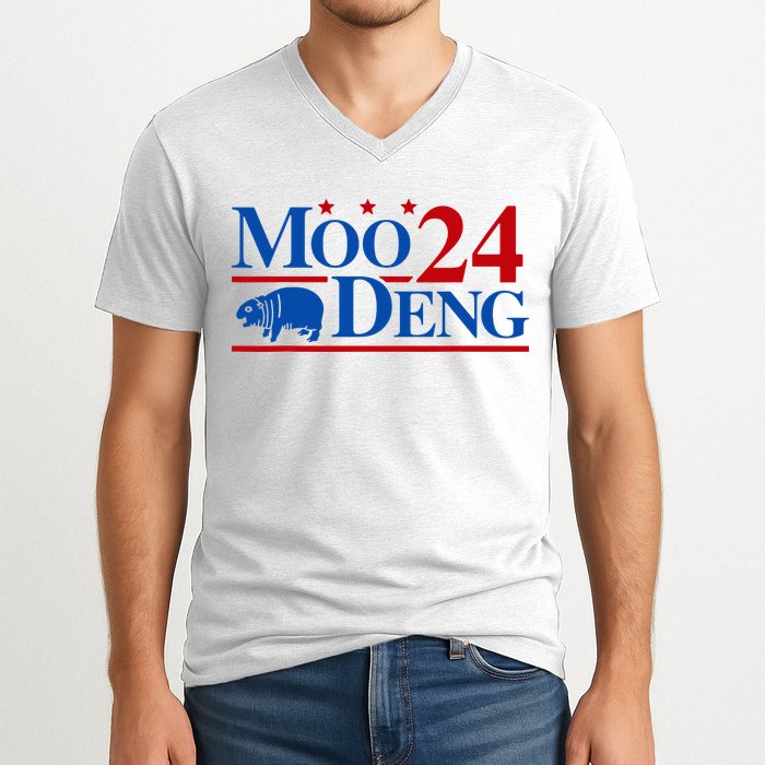 Moo Deng 2024 Cute Pygmy Hippopotamus Hippo V-Neck T-Shirt