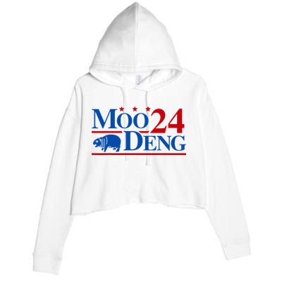 Moo Deng 2024 Cute Pygmy Hippopotamus Hippo Crop Fleece Hoodie