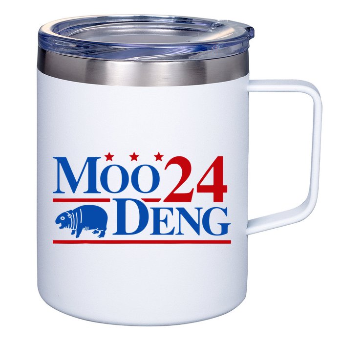 Moo Deng 2024 Cute Pygmy Hippopotamus Hippo 12oz Stainless Steel Coffee Mug