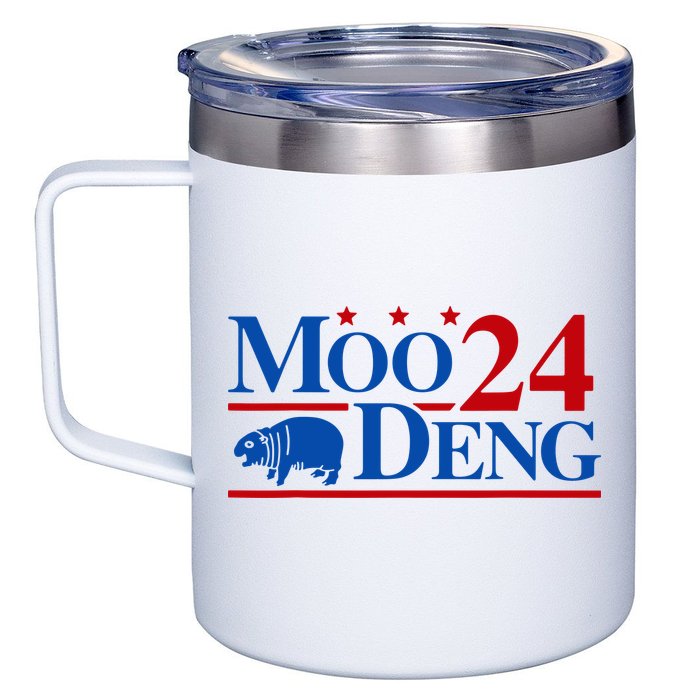 Moo Deng 2024 Cute Pygmy Hippopotamus Hippo 12oz Stainless Steel Coffee Mug