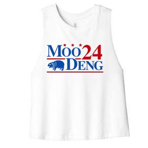 Moo Deng 2024 Cute Pygmy Hippopotamus Hippo Women's Racerback Cropped Tank