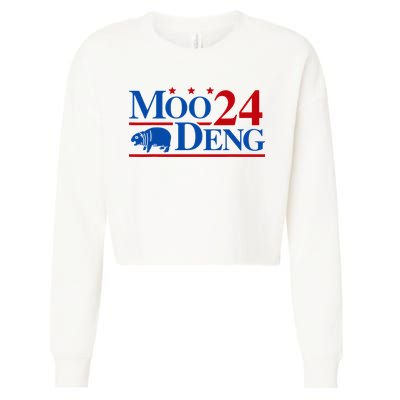 Moo Deng 2024 Cute Pygmy Hippopotamus Hippo Cropped Pullover Crew
