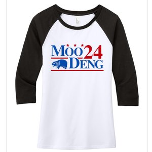 Moo Deng 2024 Cute Pygmy Hippopotamus Hippo Women's Tri-Blend 3/4-Sleeve Raglan Shirt