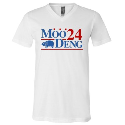 Moo Deng 2024 Moo Deng Moo Deng Cute Baby Hippo V-Neck T-Shirt