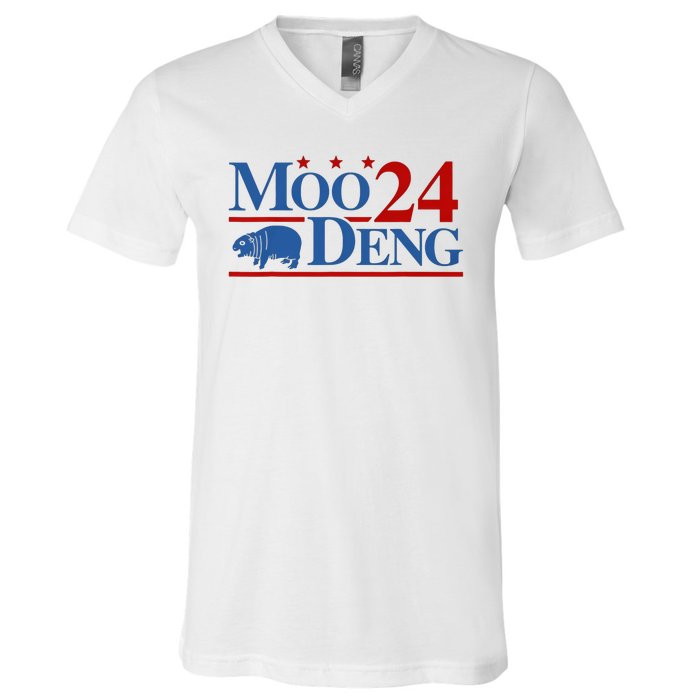 Moo Deng 2024 Moo Deng Moo Deng Cute Baby Hippo V-Neck T-Shirt