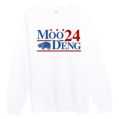 Moo Deng 2024 Moo Deng Moo Deng Cute Baby Hippo Premium Crewneck Sweatshirt