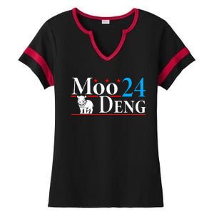 Moo Deng 24 Funny Baby Pygmy Hippo Cute Moo Deng 2024 Ladies Halftime Notch Neck Tee