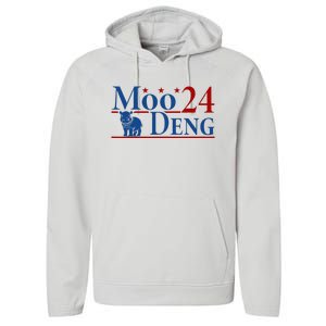 Moo Deng 24 Funny Baby Pygmy Hippo Cute Moo Deng 2024 Performance Fleece Hoodie