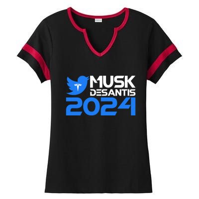 Musk Desantis 2024 Election Ladies Halftime Notch Neck Tee